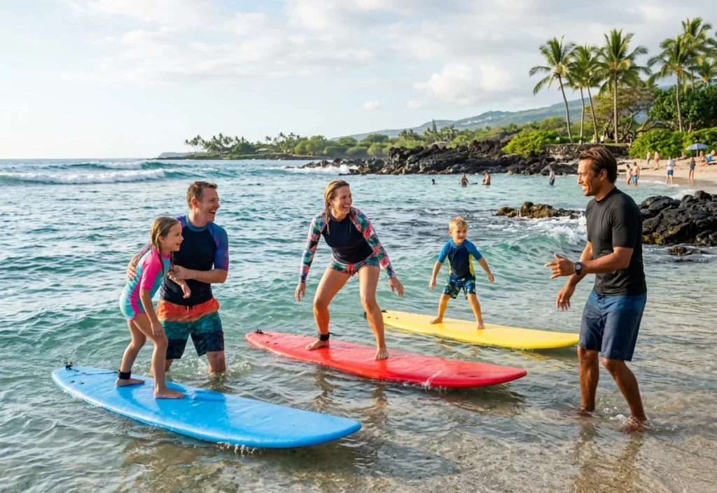 Kids and family surf lessons Kailua-Kona