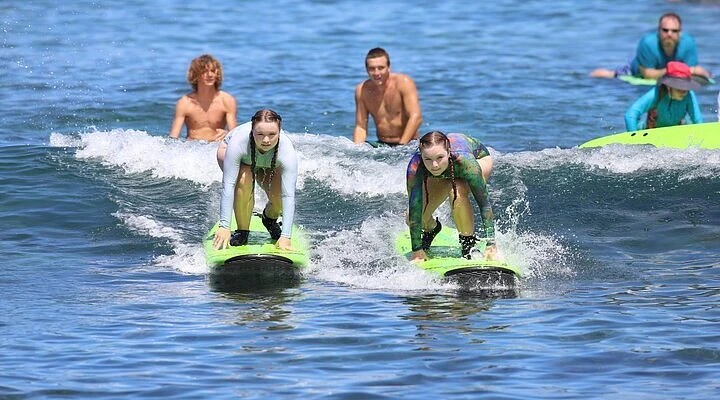 Family surf lessons Kona Hawaii